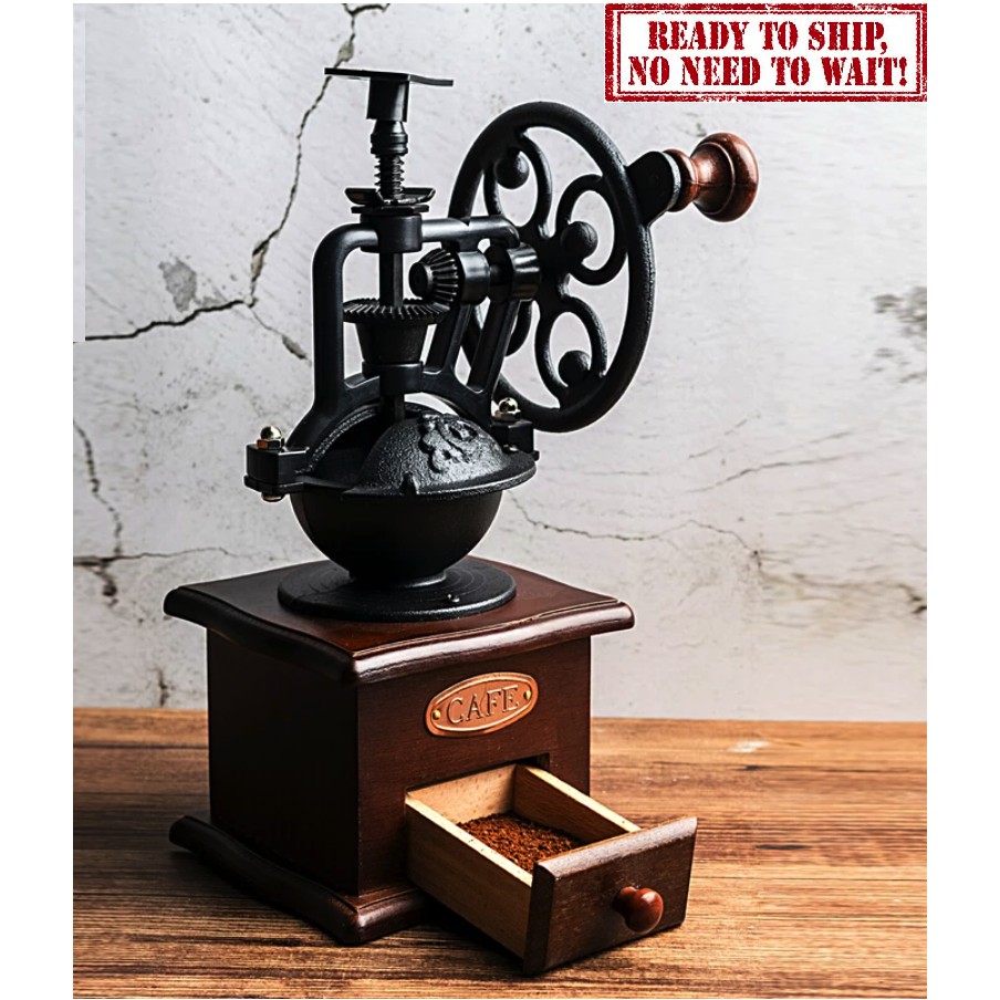 Retro big wheel Hand operated bean grinder coffee bean grinder household grinder small coffee machine hand operated