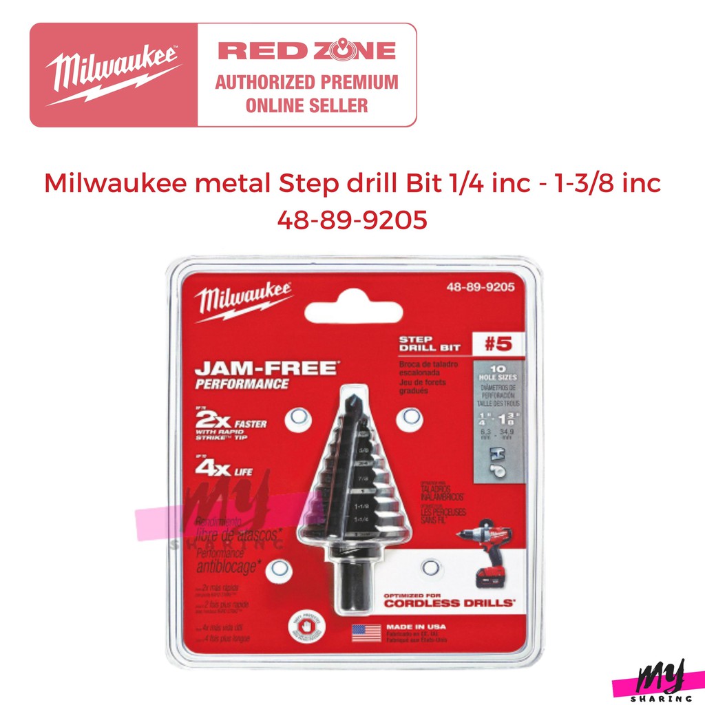 1 PER CASE 1/4 in Milwaukee Electric 48-89-9205#5 Step Drill BIT to 1-3/8 in.