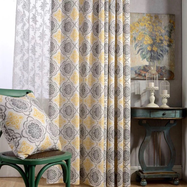 Modern Yellow Hot Sale Cotton Curtain Cloth Drapes For Window