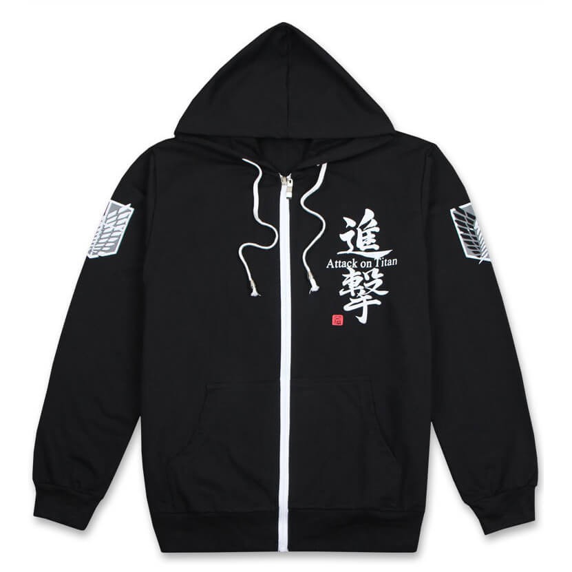 Attack On Titan Snk 進撃の巨人 Shingeki No Kyojin Black Long Sleeves Hoodie Jacket Shopee Malaysia