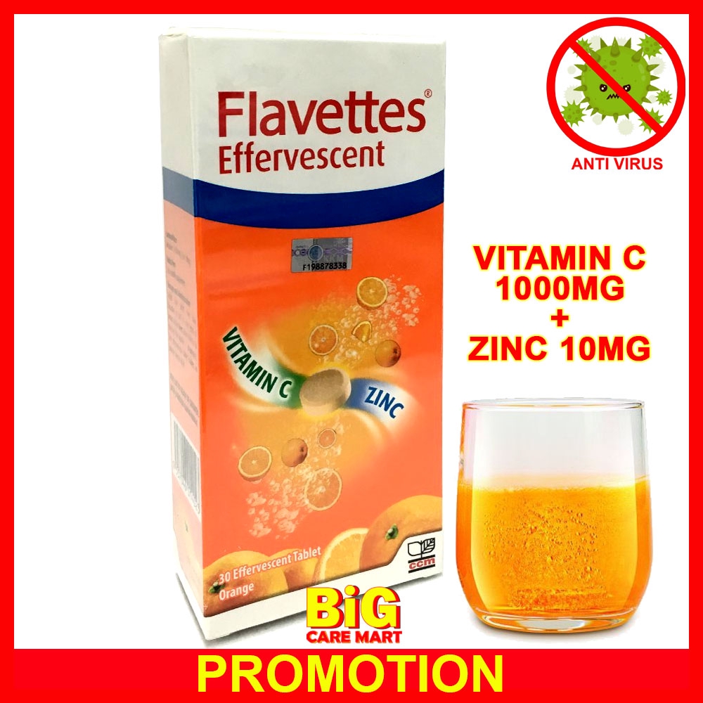 Flavettes Vitamin C 1000mg Zinc Effervescent 30s