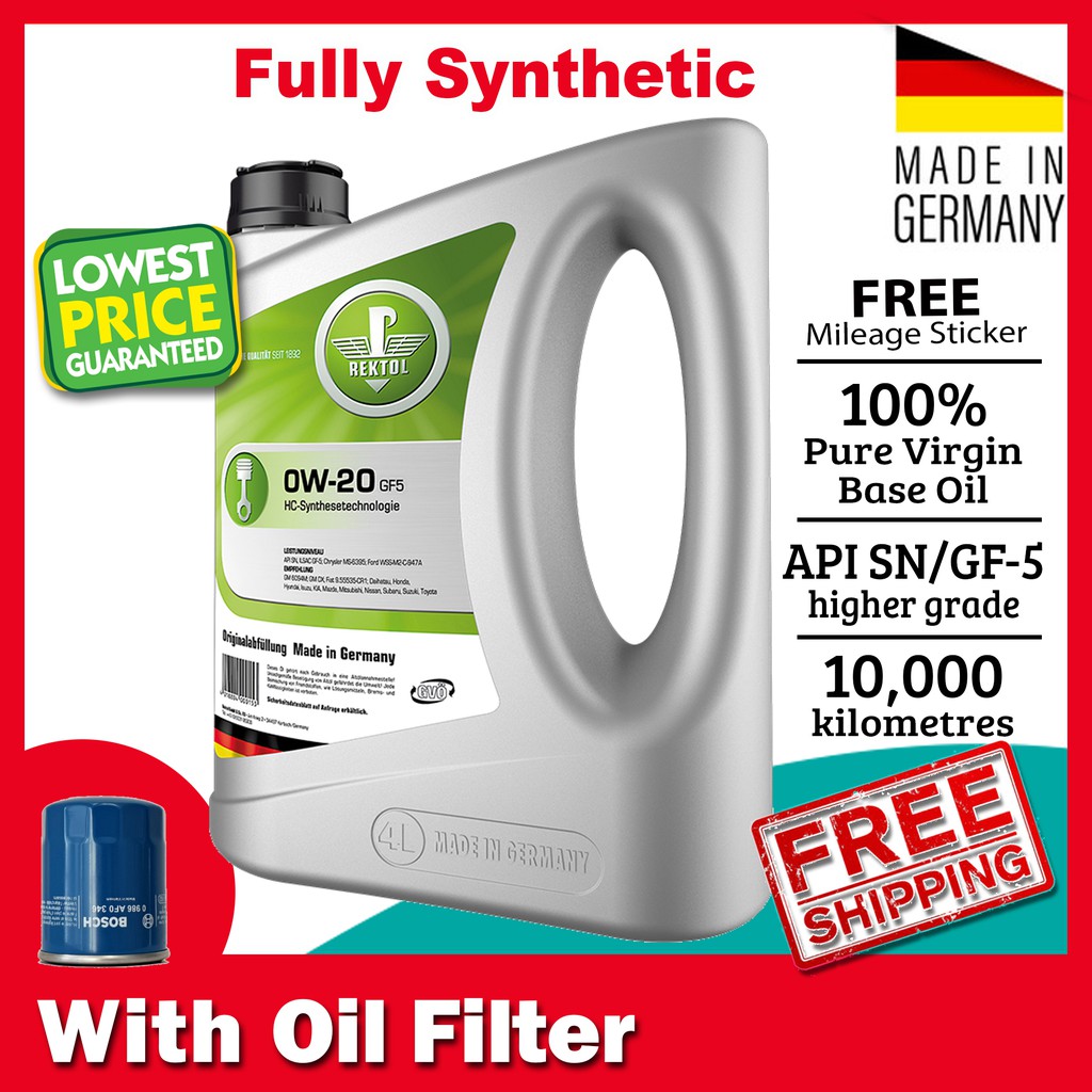 Rektol 0W20 (0W-20)Fully Synthetic Engine Oil 4L for City 