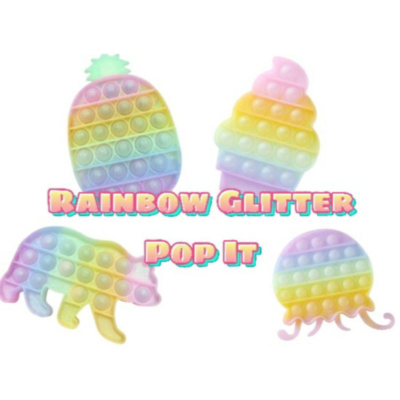 Rainbow Glitter Pop It Push Pop Bubble 