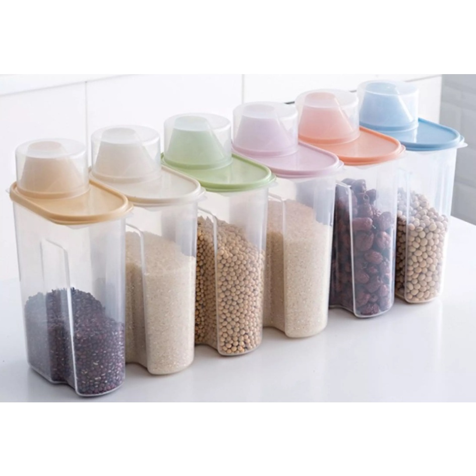 Eco-Friendly Dried Food Cereal Flour Storage Box Sealed Can Jar Kitchen Grain Rice Dispenser Contain