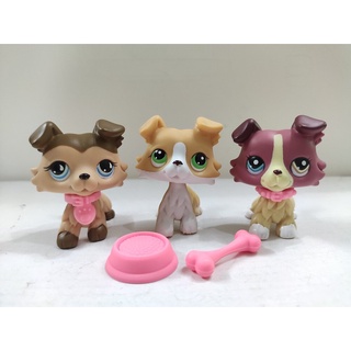 #58 Rera Littlest Pet Shop Brown Collie Dog Puppy Blue Eyes LPS Animal Toy NEW 