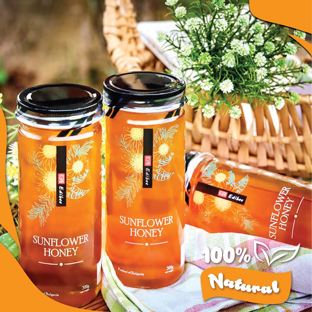 Edibee Madu Asli Sunflower (320g) Natural Honey Madu Asli Health Beauty Food Healthy Fo…