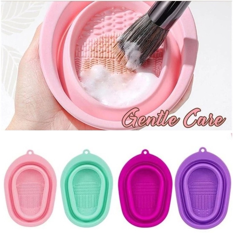 1Pc Creative Makeup Brush Cleaning Folding Bowl Portable Washing Bowl Puff Beauty Tool Silicone Scrub Pad Cleaning Gadget