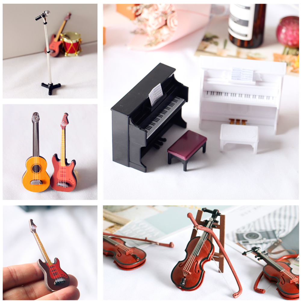 1/12scale Doll House Miniature Musical Instrument Piano Microphone W/ Holder 