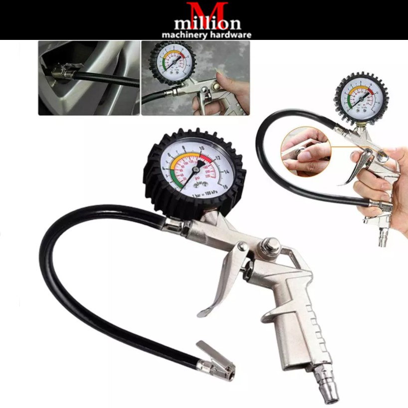 Blue YunZyun Car Tire Pressure Gauge New 0-220psi Tire Inflator with Digital Air Pressure Gauge Chuck Flexible Hose,Ideal for Car & Bicycle Tires& Most Other Inflatables 