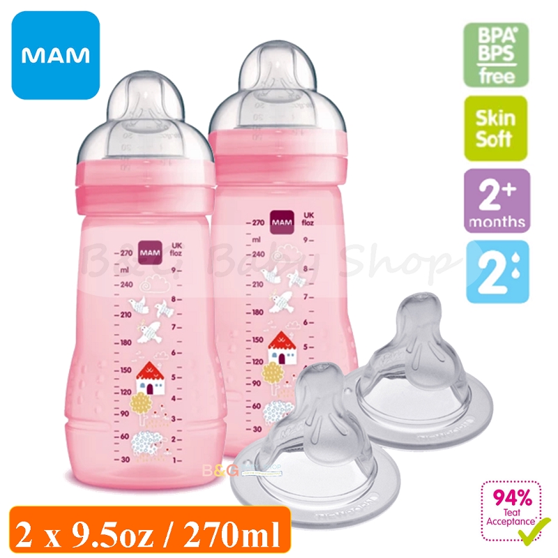 mam baby bottles pink