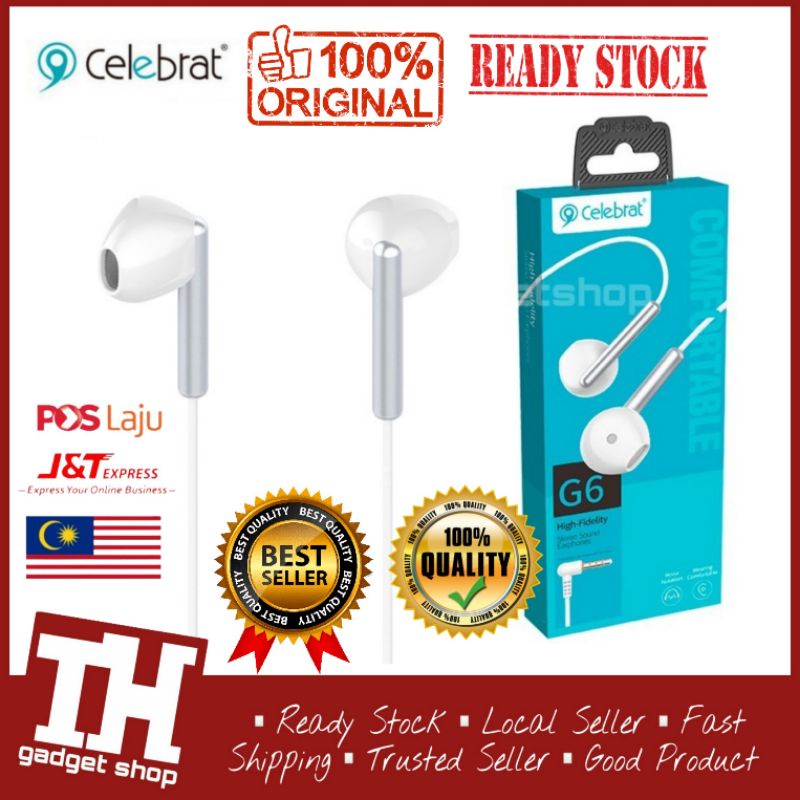 Celebrat G6 3.5 mm Stereo Jack Wired Earphones (White) | Shopee Malaysia