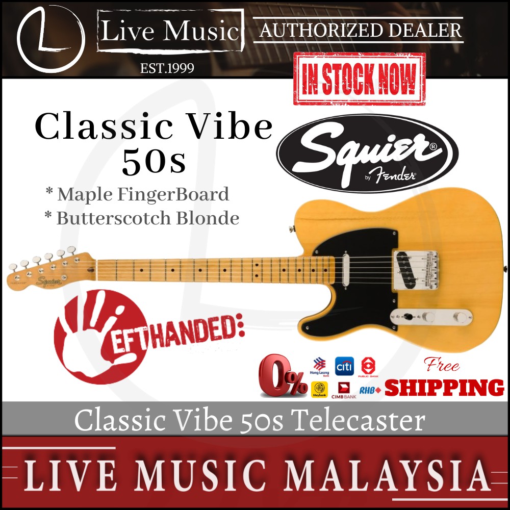 Fender Squier Classic Vibe 50s Telecaster Left Handed 6 String Electric Guitar Maple Fingerboard Butterscotch Blonde Shopee Malaysia