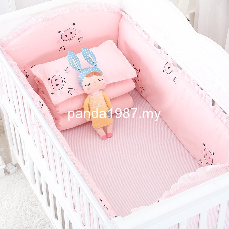 7pcs Baby Crib Bumpers Bed Sheet Pillowcase Duvet Cover Infant