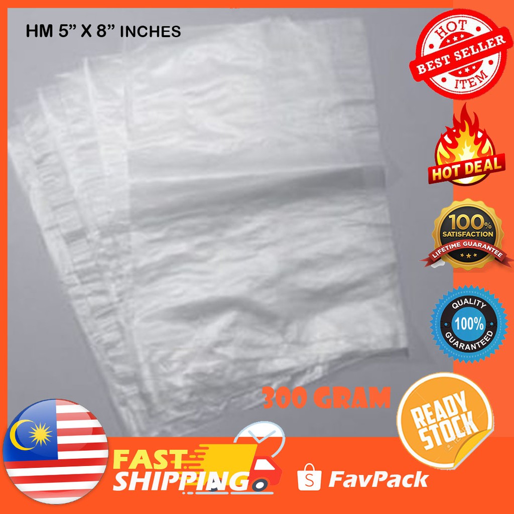5 X 8 300gm Hm Plastic Bag Plastik Beg Hm Plastik Bungkus Tapao Clear Plastic Bag 7725