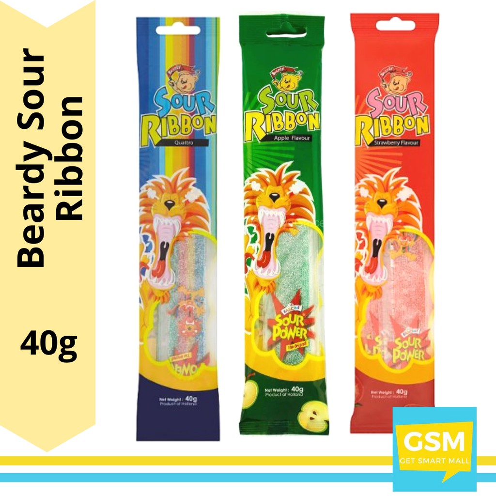 Beardy Sour Ribbon Assorted Flavours 40g (4pcs) | Shopee Malaysia
