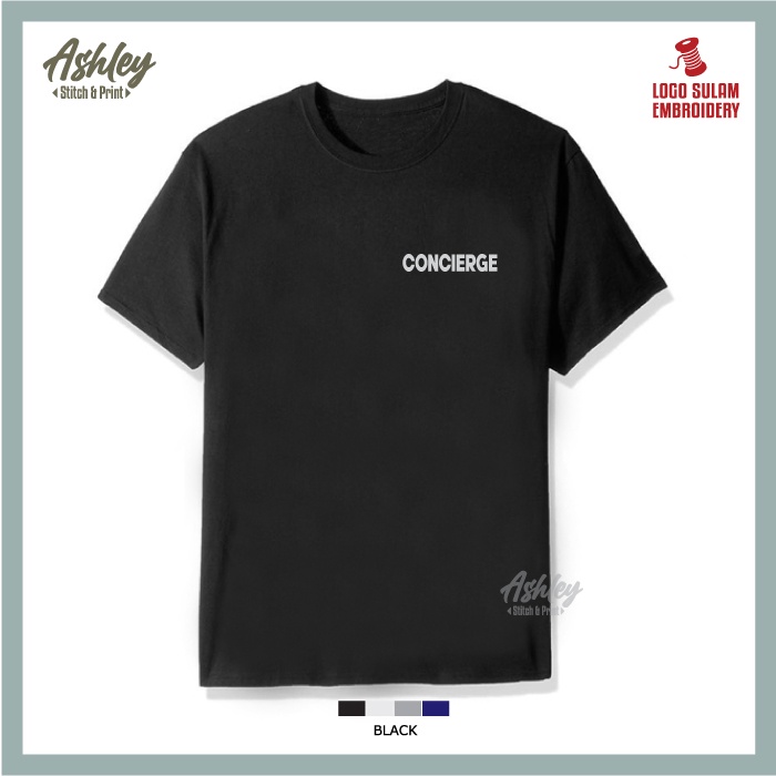 T Shirt Round Neck Concierge Hotel Apartment Parking Jokey Work Baju Tee Lelaki Office Service Uniform Embroidery Jahit