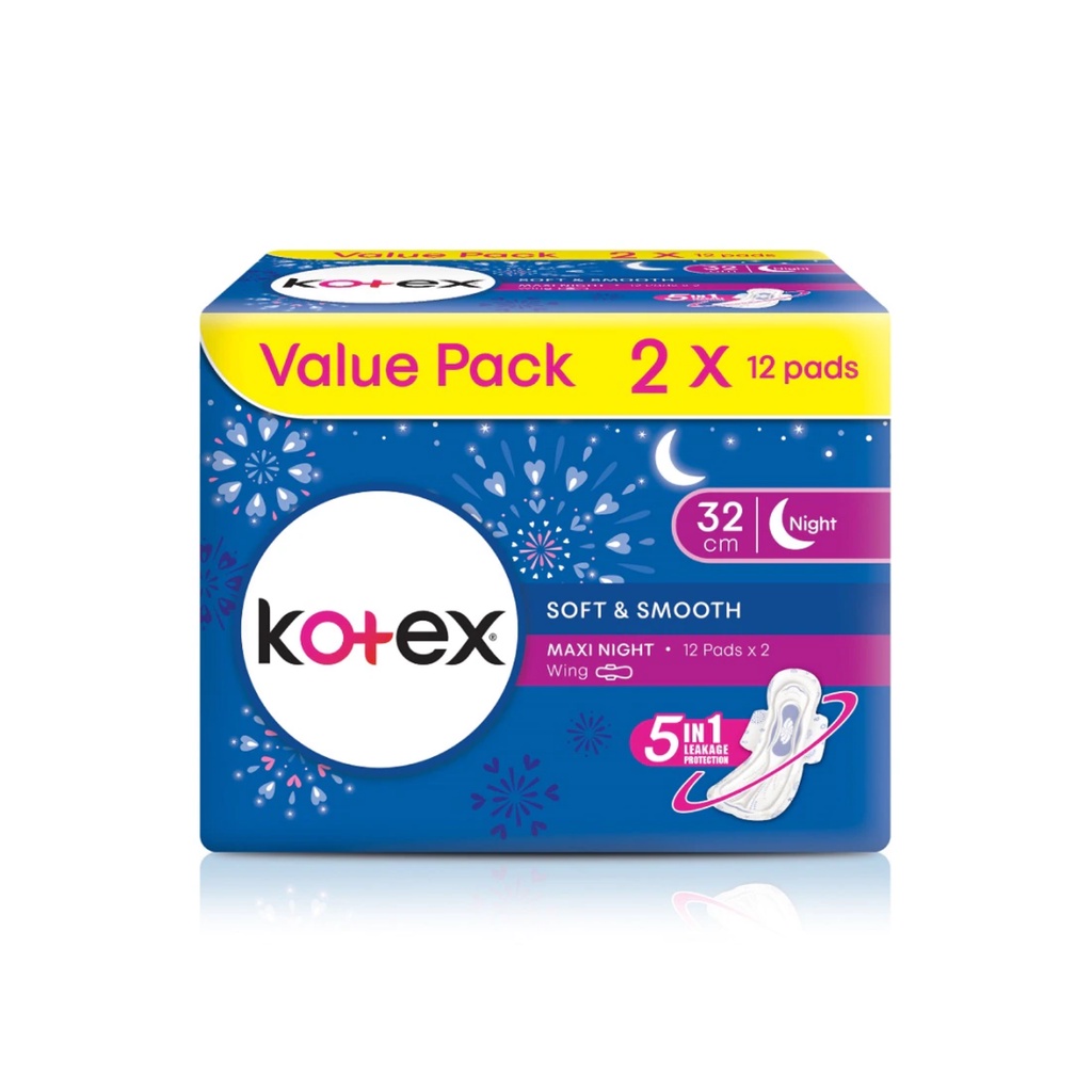 KOTEX Soft & Smooth Maxi Night 32cm Wing (2 Packs x 12s) Shopee Malaysia