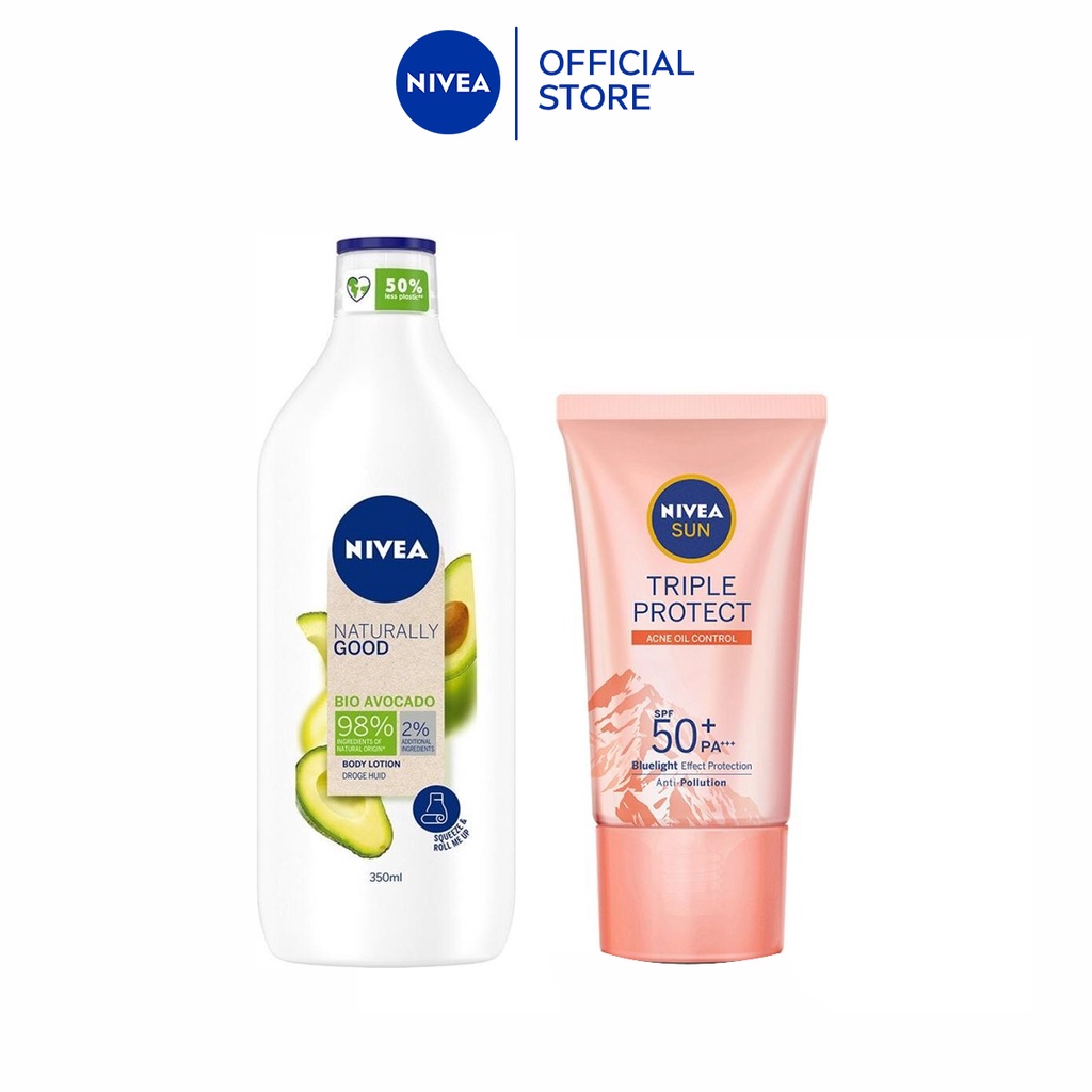 NIVEA Naturally Good Oat Lotion 350ml + NIVEA Sun Triple Protect Acne