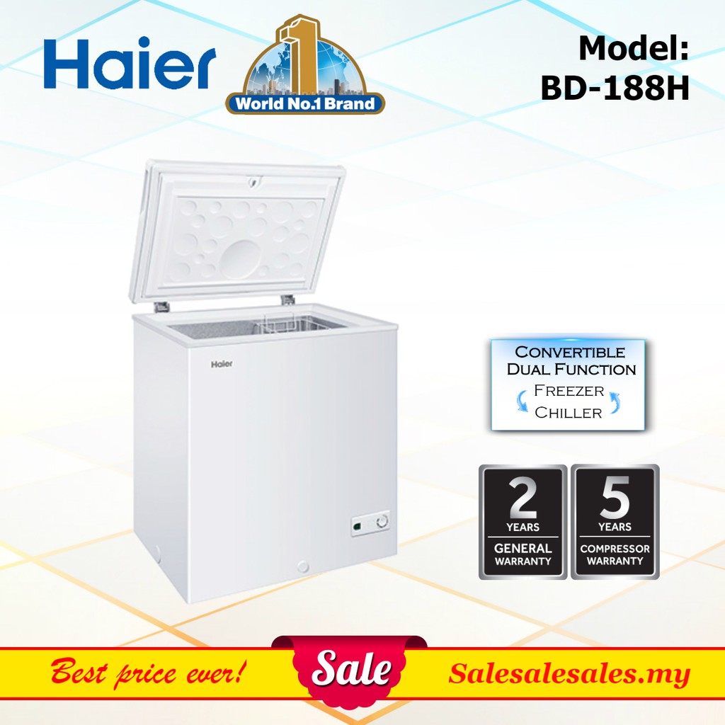 Haier Bd 188hp Chest Freezer 155l Net 146l Dual Function Peti Beku Shopee Malaysia 