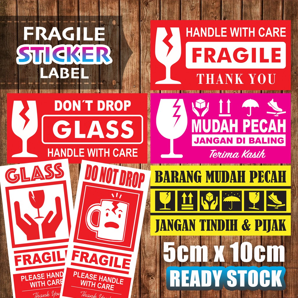 Fragile Sticker Handle With Care Mudah Pecah Jangan Lipat Parcel Label æ˜