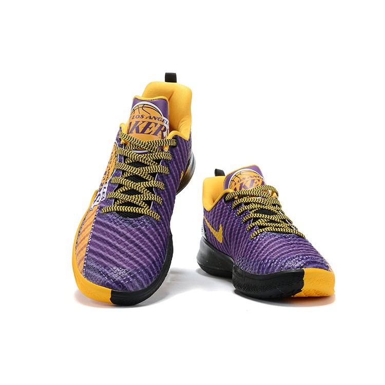 purple gold basketball shoes