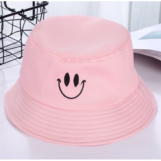 QIANWEIXI Bucket Hat Yellow Smiley Bucket Hat Happy Face Flat Caps Sun Embroidery Visor Fishing Fisherman Hat Casual Hats