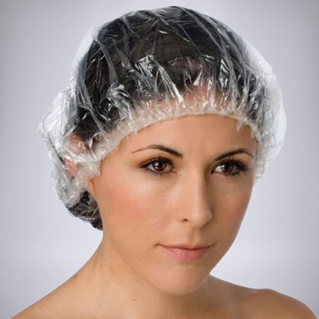 ready-stock-100pc-disposable-shower-cap-waterproof-clear-plastic