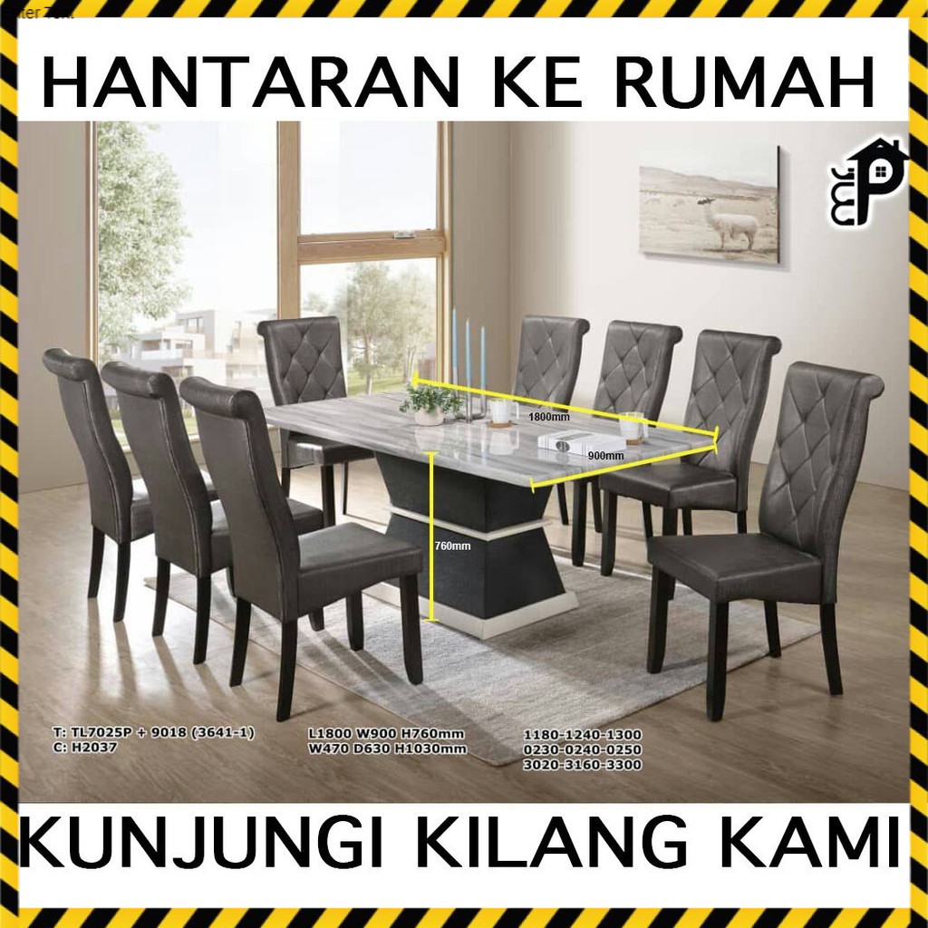Set Meja Makan Marble 8 Kerusi