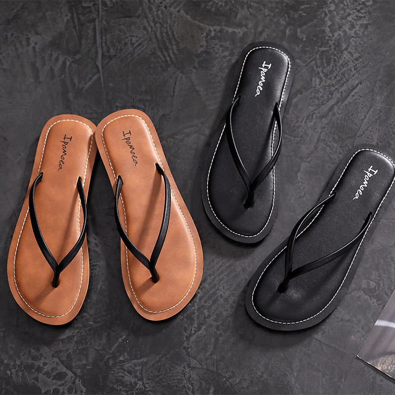 simple leather flip flops