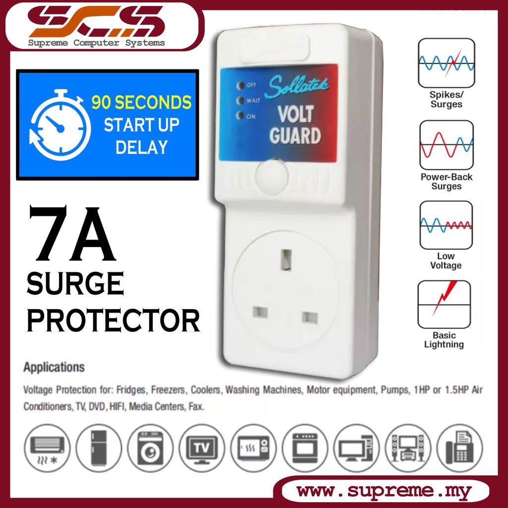 [ VOLTAGE REGULATOR ] Volt Guard / TV / Fridge Guard / Surge Spark Lightning Protector / Voltage Surge Protector UK Plug