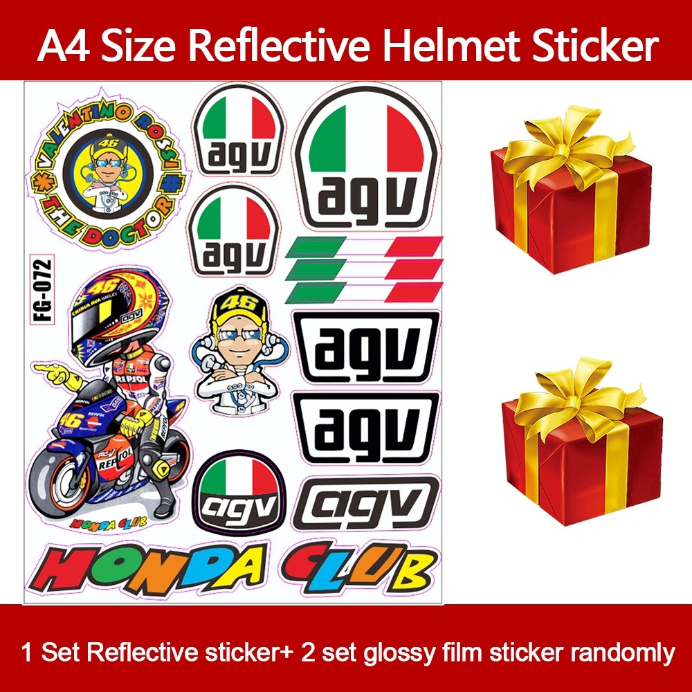 1 Set Reflective MotoGP VR46 Rossi Racing Funy Helmet Motorcycle