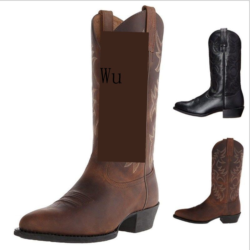 Autumn Men's High-Top Mid-Tube Boots Embroidered High-Heeled European American Style Western Cowboy Tibetan T/秋季男士高筒中筒靴刺绣高跟男款欧美风情西部牛仔靴西藏旅游潮流/Sepatu paip tengah tub tinggi lelaki musim gugur memeluk sepatu tinggi lelaki gaya Eropah dan Amerika kasut koboi