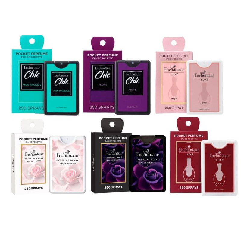 Enchanteur Pocket Perfume 18ml (250 Sprays) Semburan Minyak Wangi 6 Jam