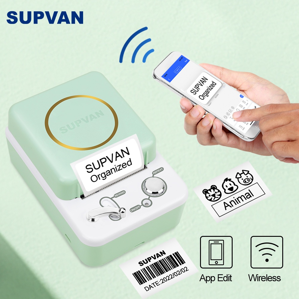 SUPVAN T50 M Barcode QR Code Label Printer Maker Machine Mini Cute
