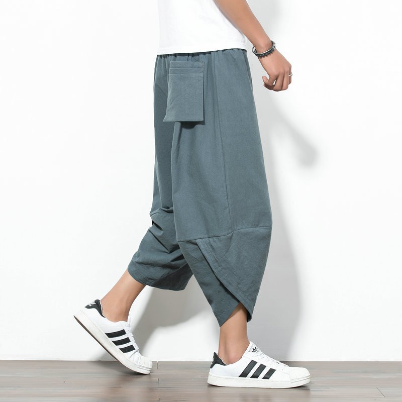 Fubotevic Mens Casual Jogger Pants Baggy Solid Color Elastic Waisted Harem Pants Trousers