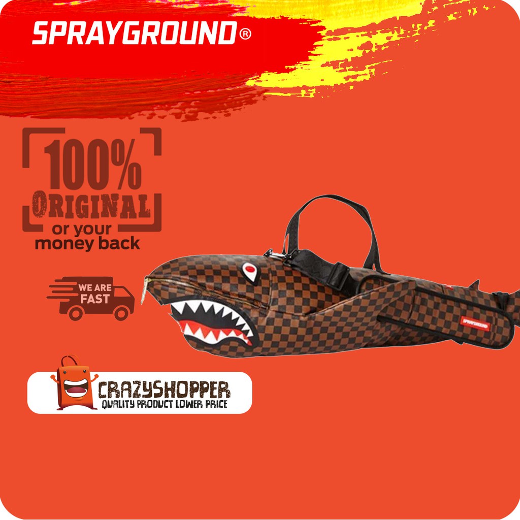 sprayground shark shaped duffle bag