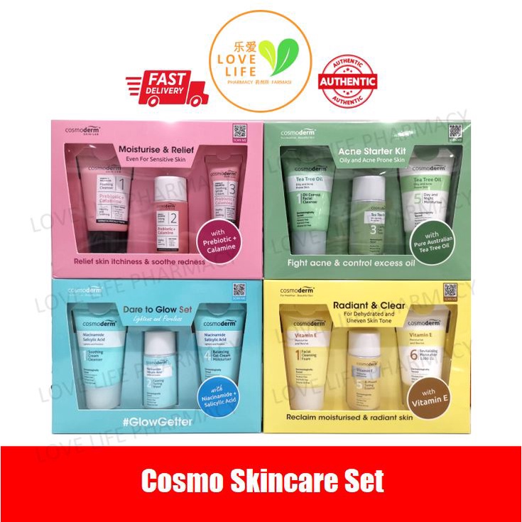 Cosmoderm Skincare Set - Vitamin E (Radiant & Clear) / Tea Tree (Acne ...