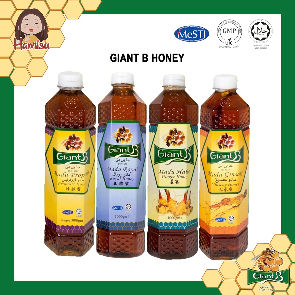 Giant B Pure Honey Original Madu Asli 1kg Apple Vinegar Honey Ginger ...