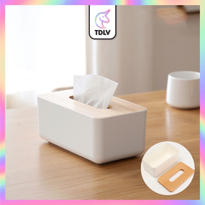 TDLV Tissue Box Wooden Style Napkin Tissue Holder Living Room Dresser