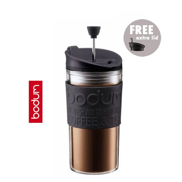 BODUM Acrylic Travel  Press  with Extra Lid 350 ml Black 