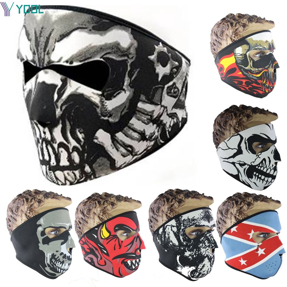 Skull Biker Full Face Mask Skeleton Motorcycle Cycling Anti UV Skiing Snow Mask 