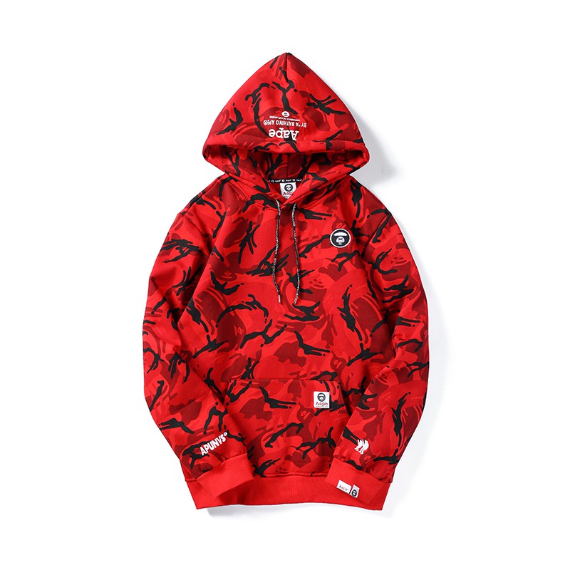 aape red hoodie