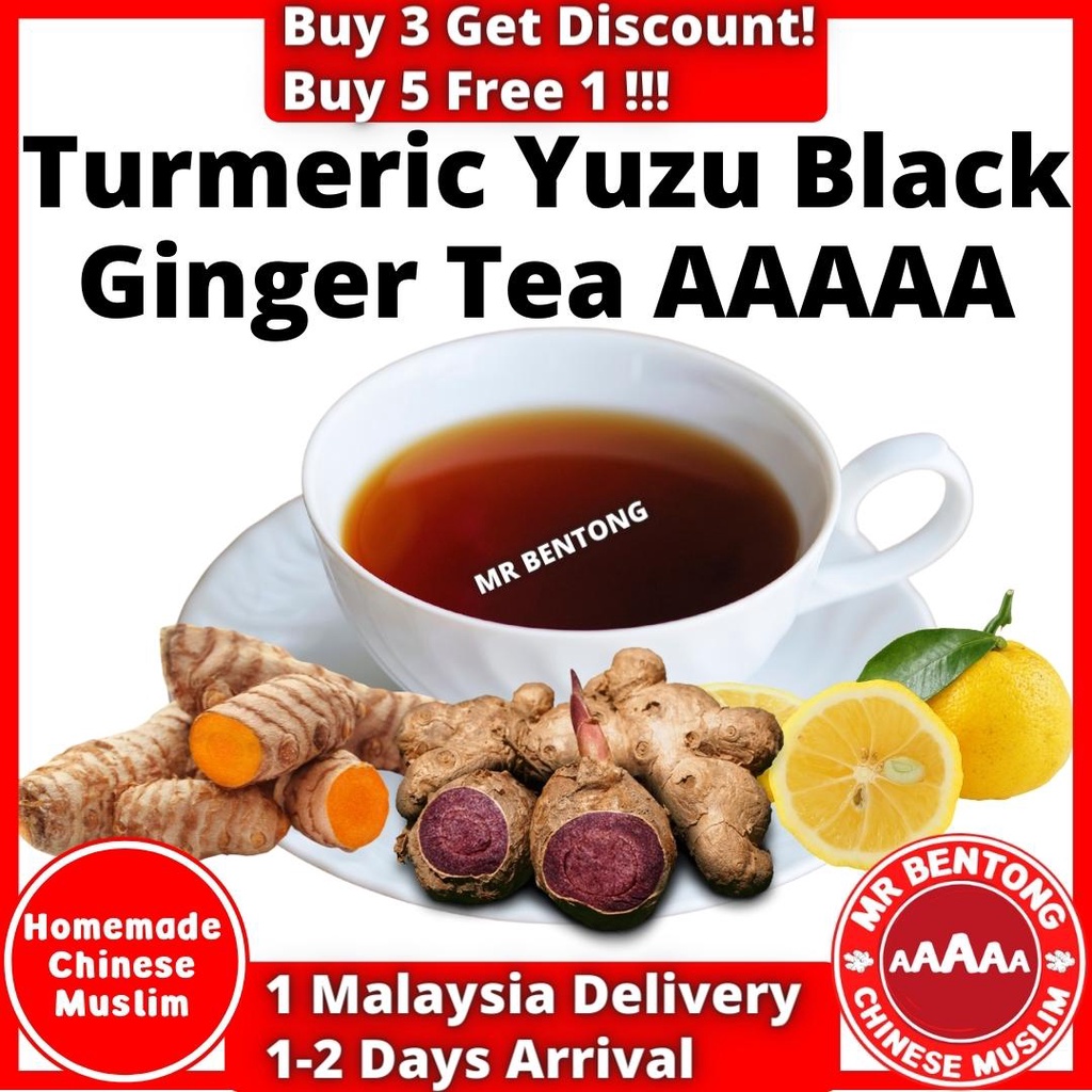 MR BENTONG Organic Turmeric Yuzu Black Ginger Tea Powder Herbs Spice