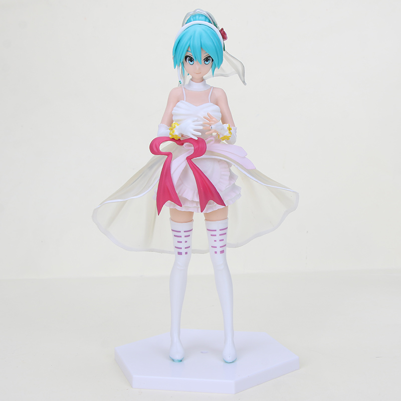 25cm wedding dress hatsune miku girls pvc action figure model toys doll  pretty girls