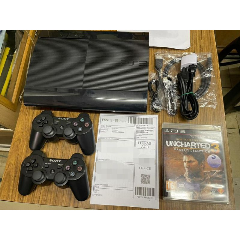 PS3 Super Slim Console [Jailbreak] with 2 Controllers + FREE 1 Ori