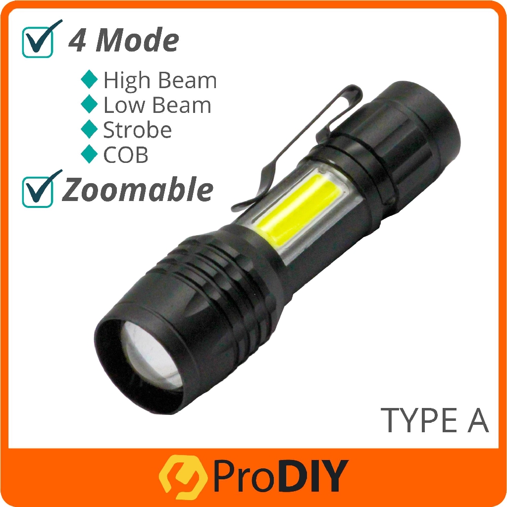 Rechargeable Torch Light Lampu Picit XPE+COB Dual Lights USB Charge Better than LED ( BL-535 / BL-816 / BL-810 )