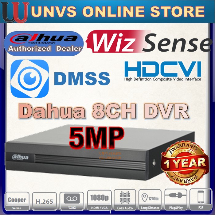 Dahua 8Channel DVR cctv Recoder Full HD 5.0MP DH-XVR1B08H-i(Ready stock)