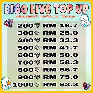[BIGO ID only] BIGO LIVE TOPUP - OFFICIAL TOP UP BIGO LIVE CHEAPEST - BIGO DIAMOND -  BIGO TOPUP DIAMOND - BIGO DAIMOND