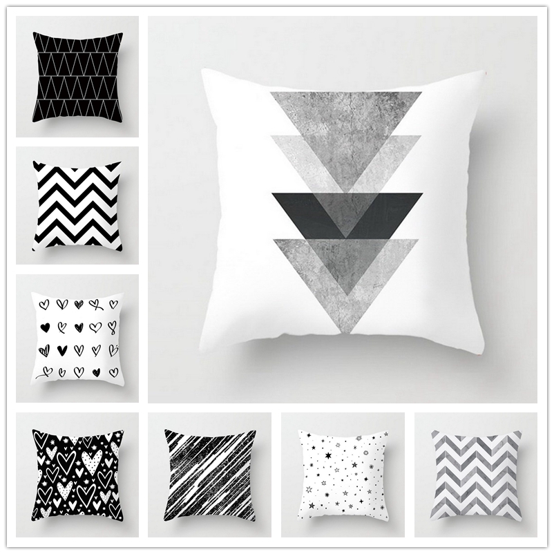 Printed Striped Square Cushion Covers For Sofa Car Polyester