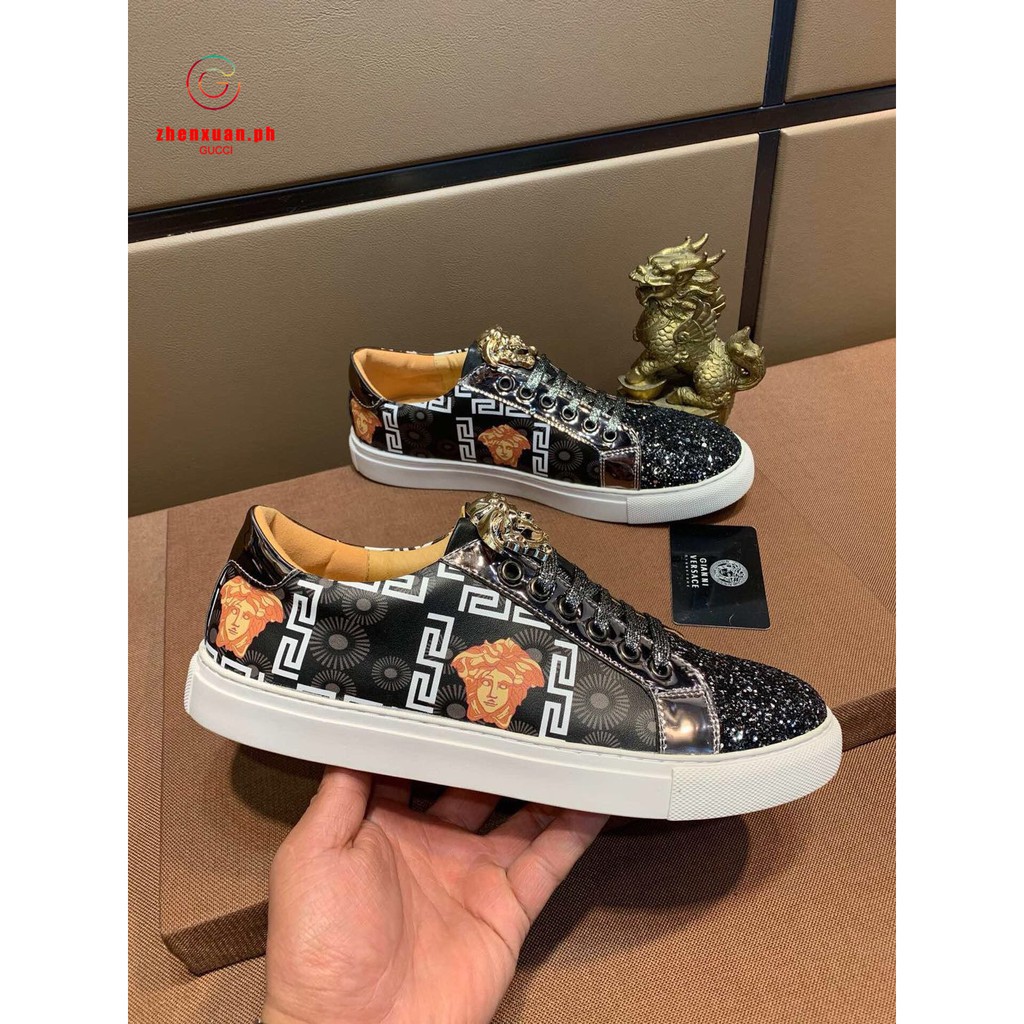 versace men's black sneakers